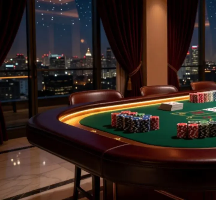Stół mobilnego kasyna przygotowany na elegancki event