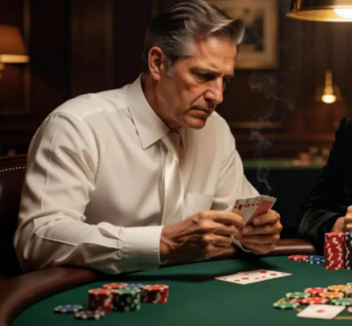 Zbliżenie na żetony i karty podczas wieczoru Poker Night