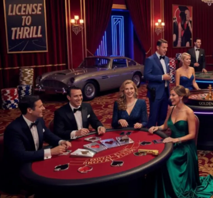 Tematyczny wieczór kasynowy w stylu Las Vegas z gośćmi przy stołach